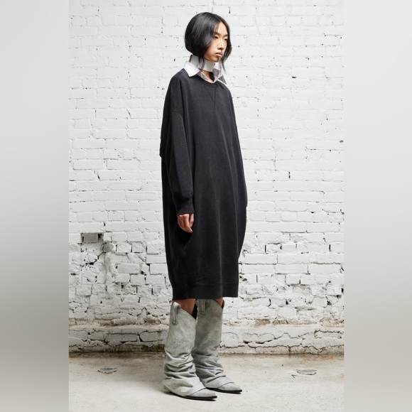 R13 Grunge Sweatshirt Dress - Washed Black. Size XS - Picture 13 of 14